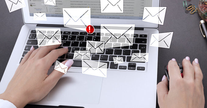 Email phishing on laptop